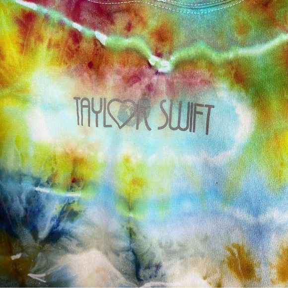 Handmade Tie Dye Hoodie Sweatshirt Pullover Unisex Small Upcycled Colorful Green - Picture 4 of 13